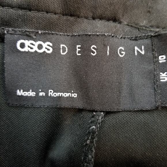 Asos Design Women's Black Faux Leather Front Hem Slit Size 6 - Picture 4 of 9